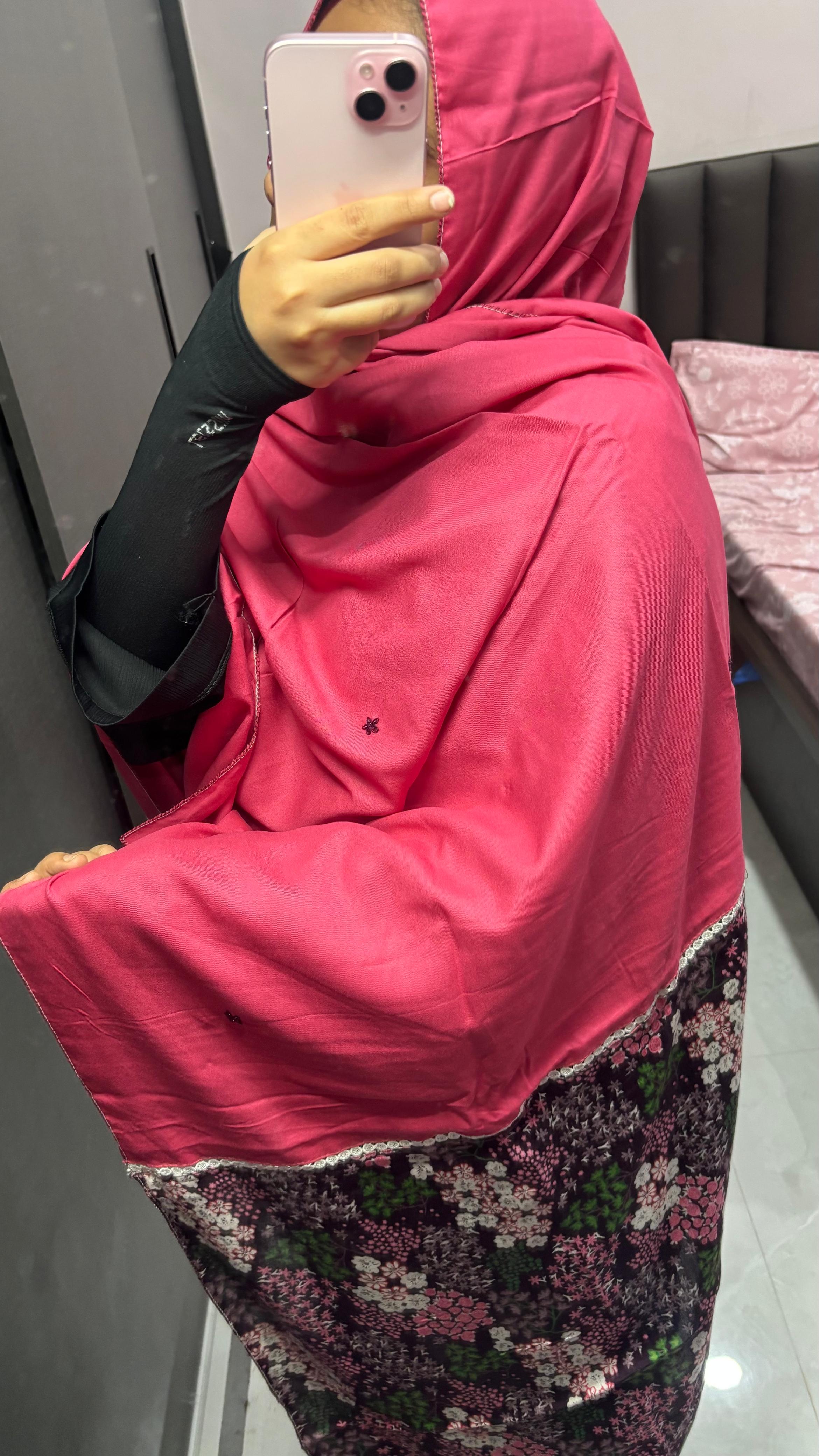 Pink & Wine Rayon Designer Dupatta
