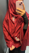 Maroon & Silver Pure Cotton Embroidered Dupatta