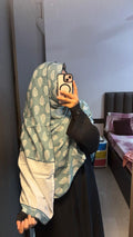 White & Green cotton designer dupatta