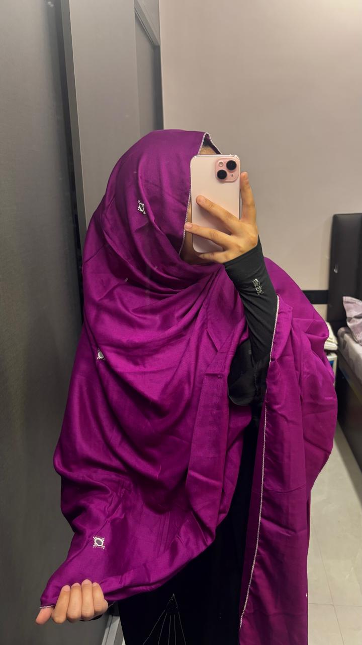 Basic Embroidered dupatta - violet
