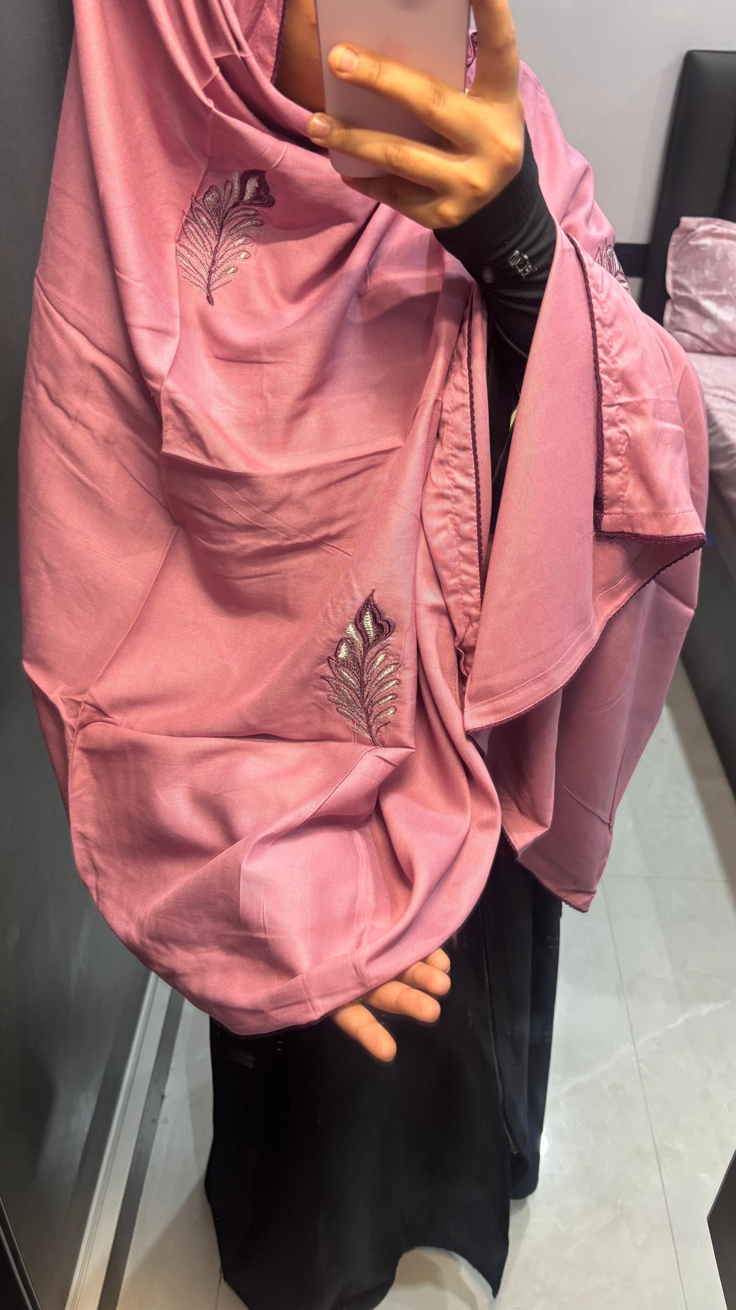 Pink & Mauve Soft Rayon Embroidered Dupatta