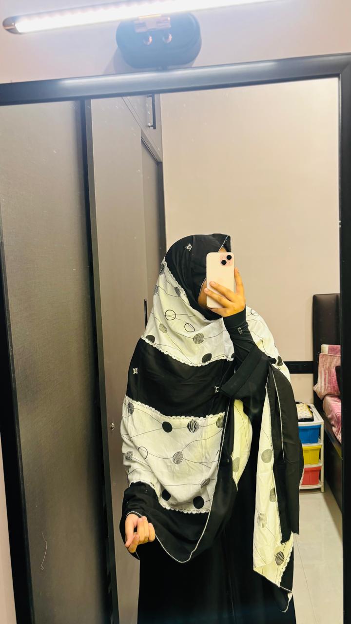 Black & White  Rayon designer dupatta