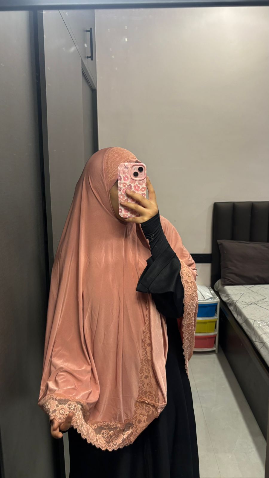 Lace Lycra Makhna - Peach