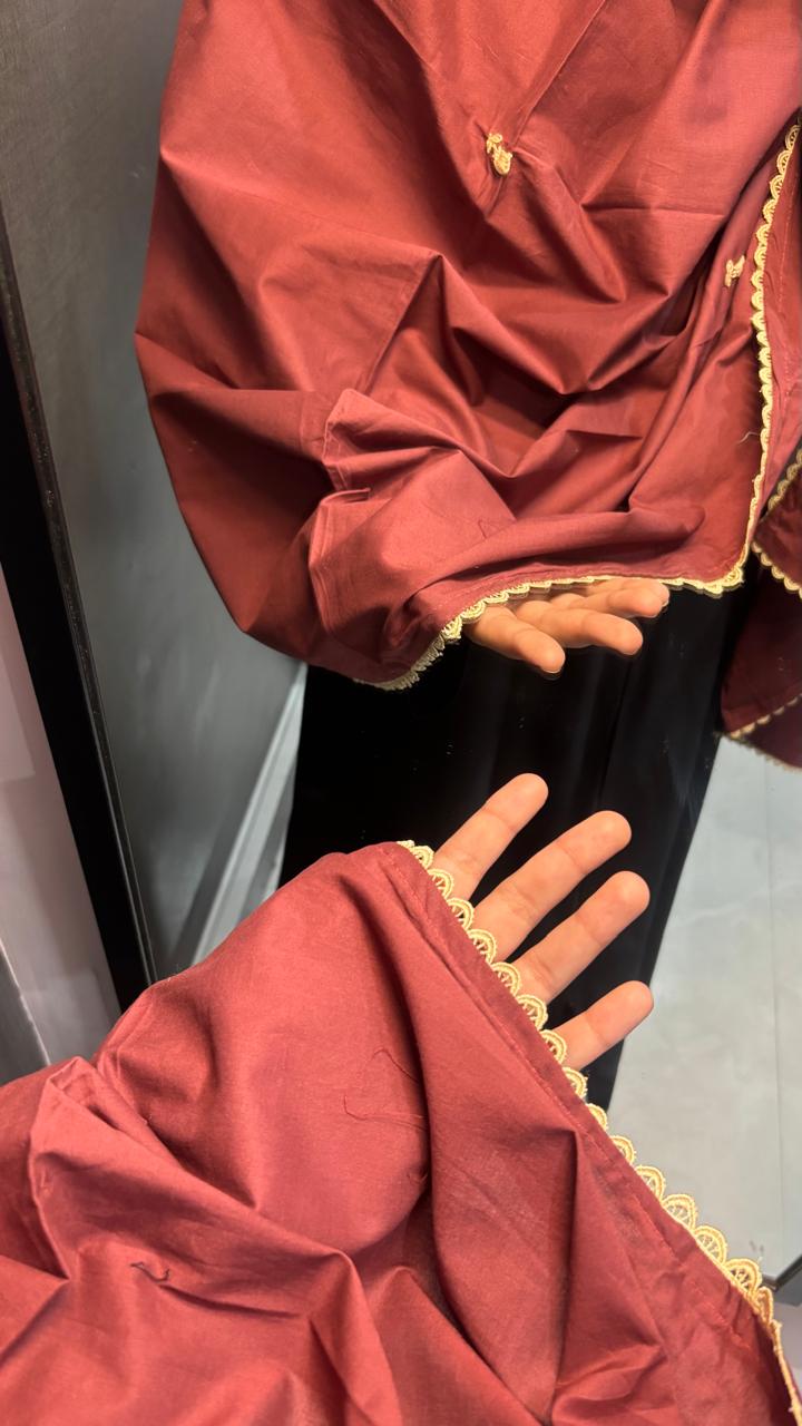 Maroon & Beige Pure Cotton Embroidered Dupatta