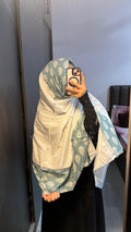 White & Green cotton designer dupatta