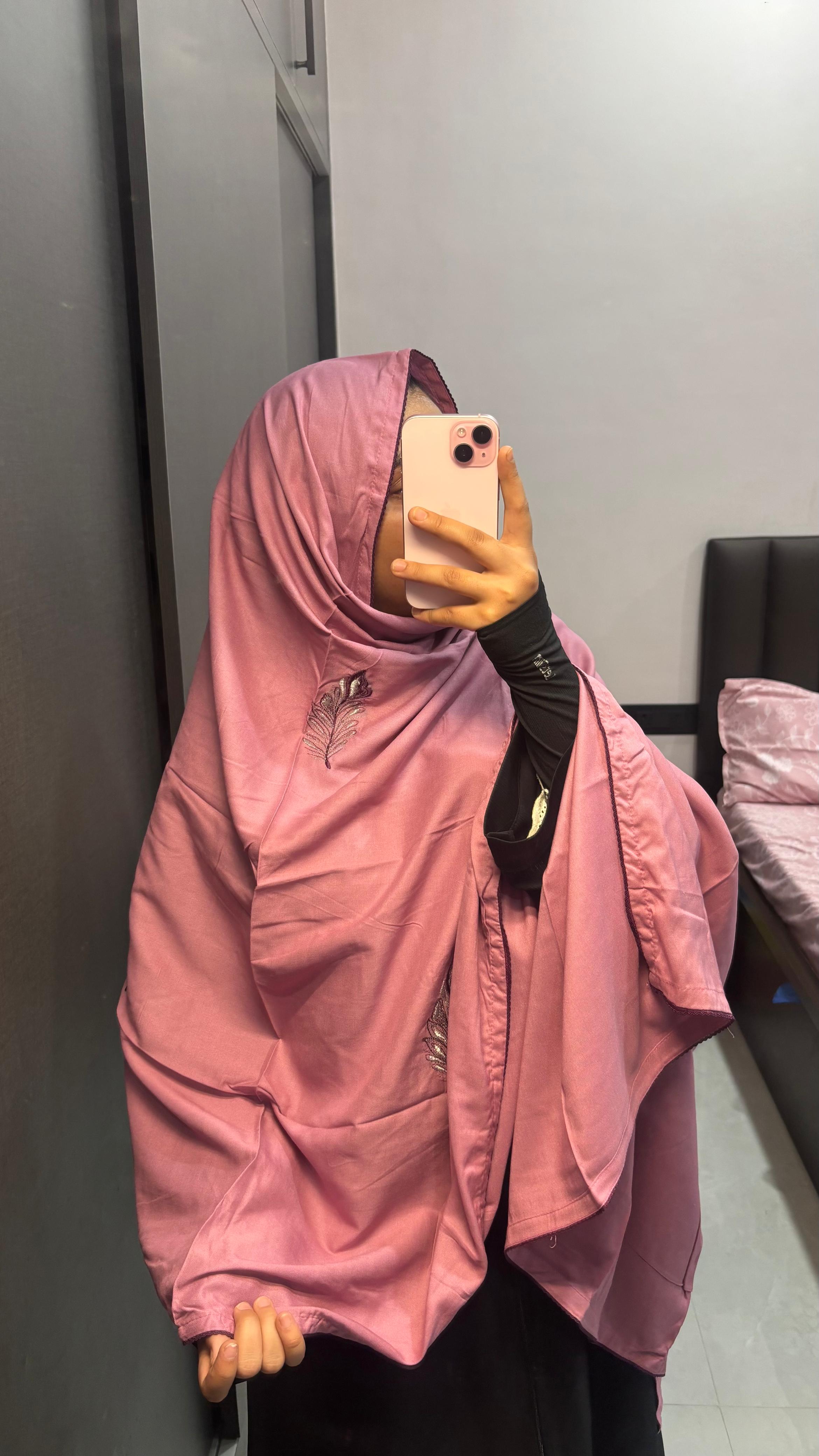 Pink & Mauve Soft Rayon Embroidered Dupatta
