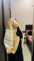 White and beige cotton Designer embroidered dupatta