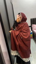 Maroon & white Pure Cotton Embroidered Dupatta