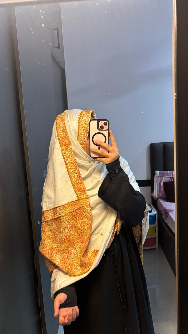 White & mustard designer dupatta