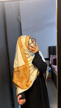 White & mustard designer dupatta