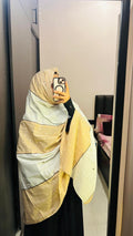 White & beige cotton designer embroidered dupatta
